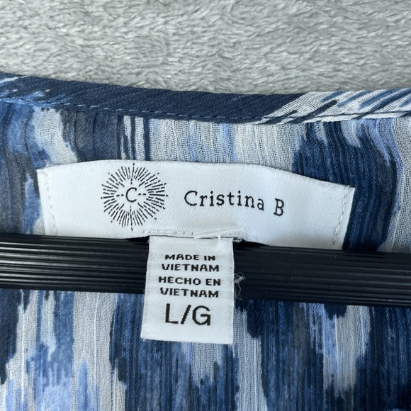 Cristina B Women's L Blouse Blue Polyester a1915 - Picture 2 of 6